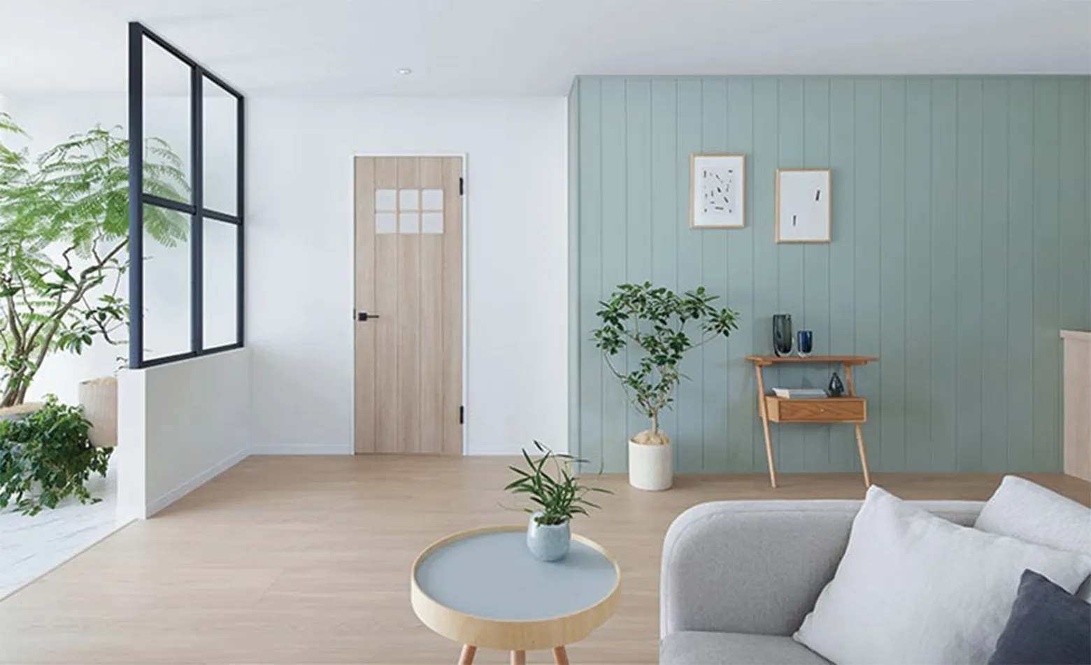 テラスのグリーンが気持ちよい、北欧のぬくもり空間